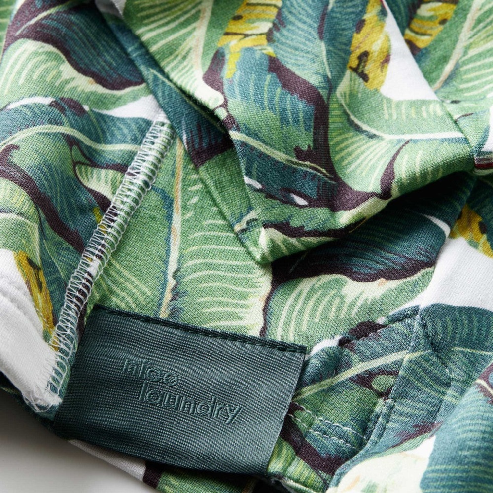 Nice Laundry Tropical Leaf Hoodie MicroModal French Terry Palm Print Pullover M - Picture 3 of 7